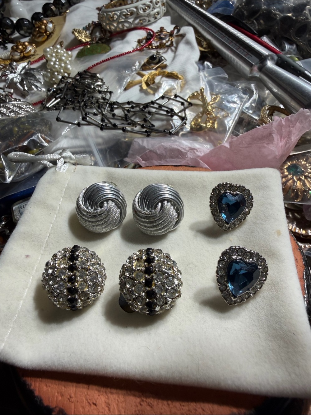 Vintage West Germany , Avon Three Pairs of Sparkling Earrings
